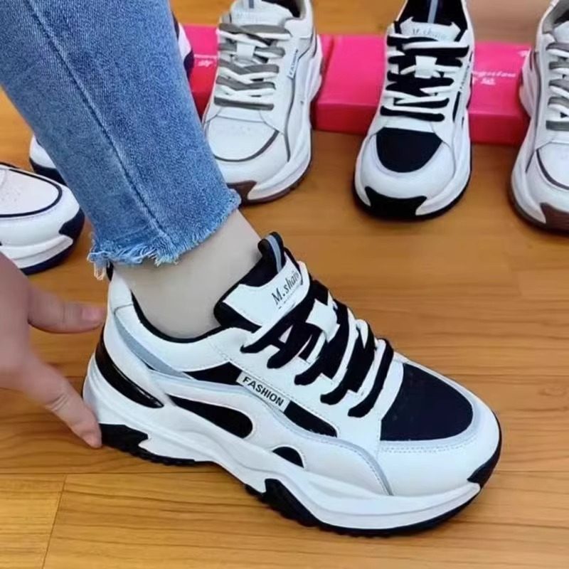 tênis corrida respirável tênis ortopédico feminino fashion Sapatos femininos de sola grossa sapatos papai femininos aume