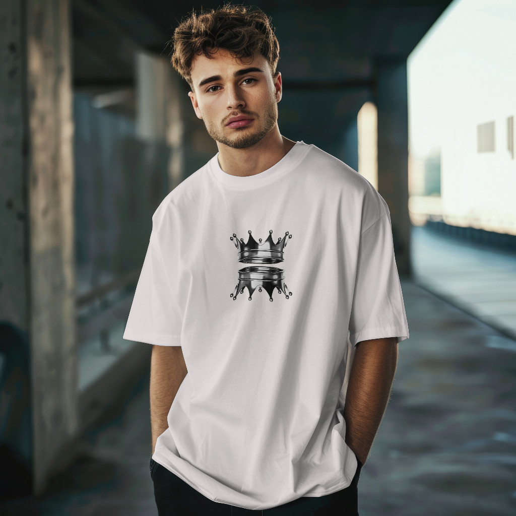 Camiseta T-shirt Oversized Estilo Street Wear Estampa de Coroa 100% algodão fio 30.1 Penteado Estilo, conforto e durável