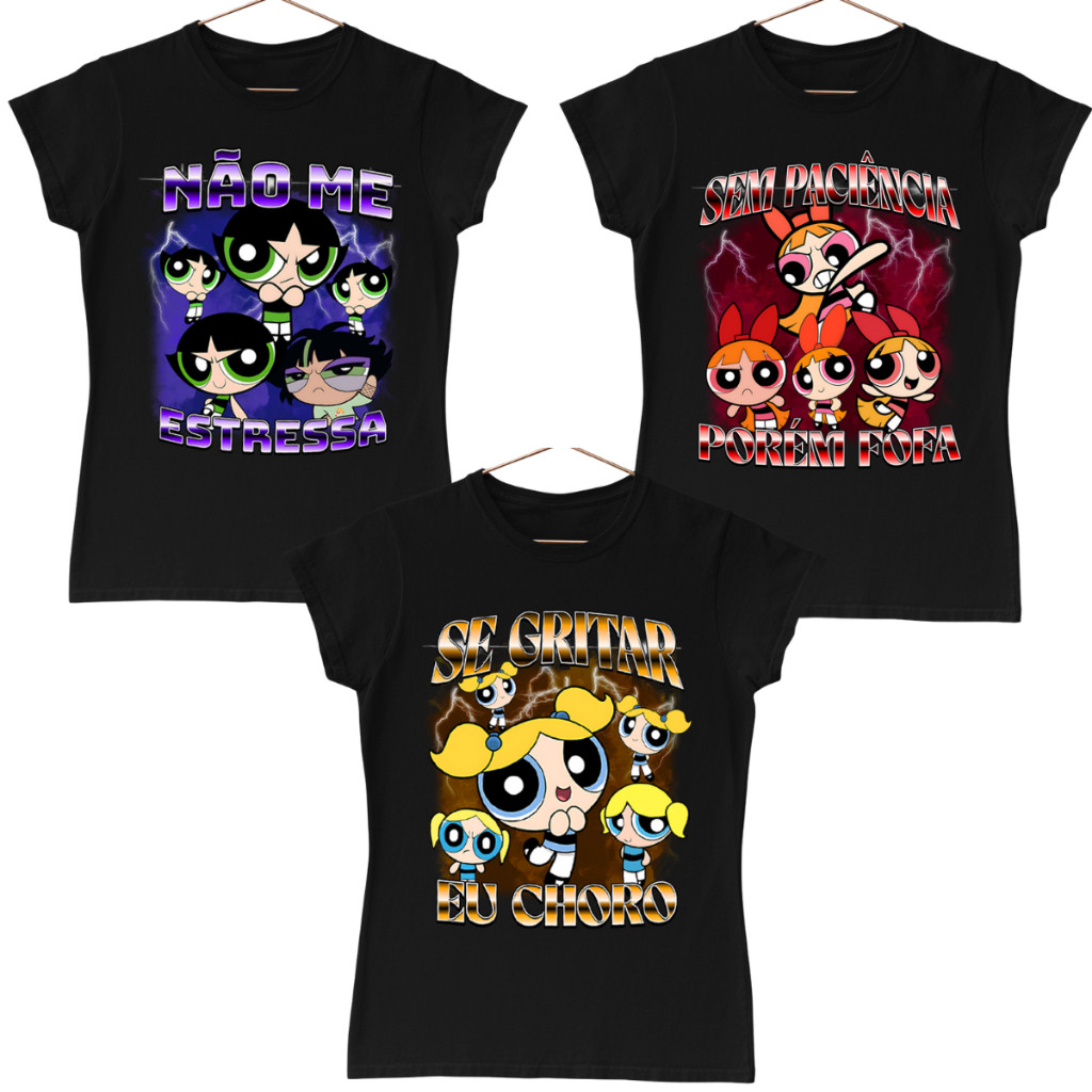 Kit 3 Camiseta Camisa  Feminina Super Poderosas Lindinha Docinho Florzinha  Estilosa Macia