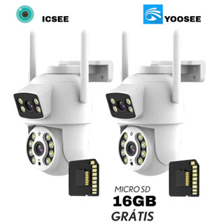 KIT Câmera De Segurança Lente Dupla IP66 Wi-Fi 360° Sensor Movimento Visão Noturna+MICROSD 16GB em Oferta na Shopee