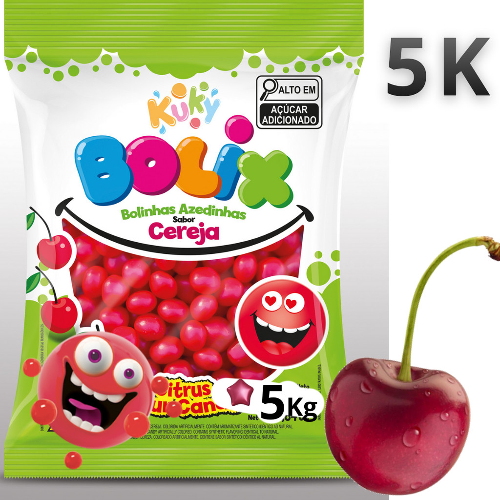 Bala De Goma Azedinha Bolix Cereja 5k - Kuky