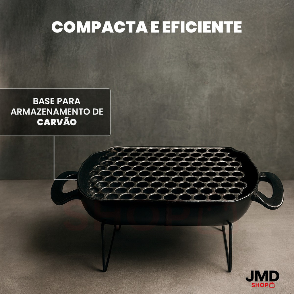 Churrasqueira Carvão em Aço Inox Ideal para Camping, Viagem e Áreas Externas Portátil