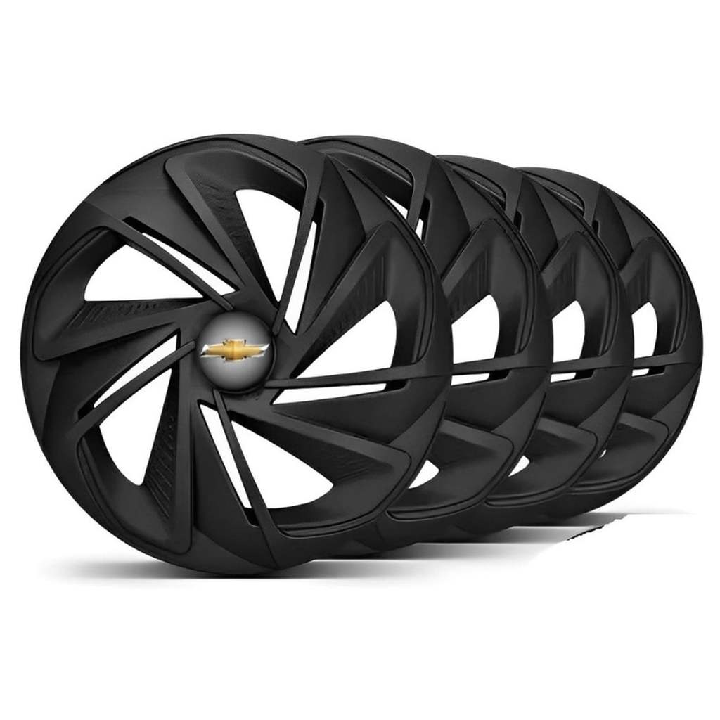 Kit Calota Nitro Aro 14 Preta Fsc Para Onix Prisma Joy Classic Astra Spin Kadett