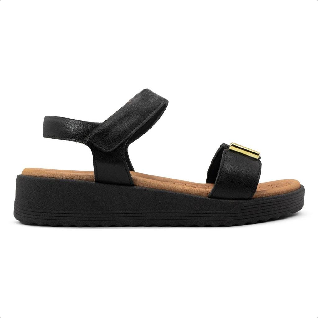 Sandália Usaflex Feminina Salto Anabela Ajuste Fecho-Flex Detalhe Casual MA10004