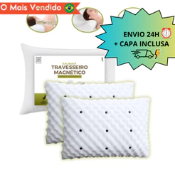 KIT 2 Travesseiros Magnético ALTO ORTOPEDICO Massageador Confortável Infravermelho Terapeutico Luxo