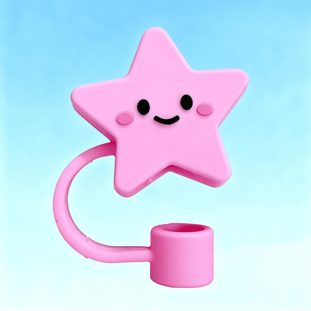 Tampa de Canudo 10mm Silicone Estrela Controle Emoji 😊⚽