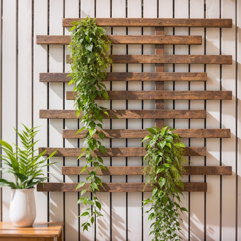 Jardim Vertical Painel Floreira Ripada Vertical De Madeira Suporte Suspenso Horta Treliça Decorativo