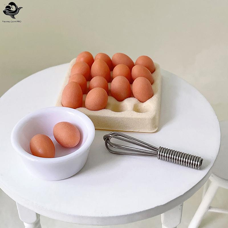 PFG 1/4/17 Pçs Ovo Com Bandeja Casa De Bonecas Cozinha Brinquedo Boneca Acessórios Presente Jogando Simulação Em Miniatu