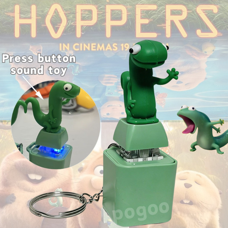 Chaveiro Lagarto Hoppers Tom Som e Luz Brinquedo Anti Estresse Fidget Pingente Presente