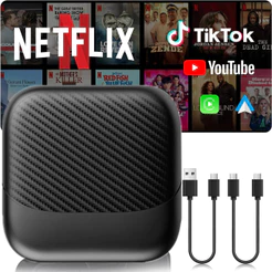 Adaptador CarPlay Sem Fio Com Cartão Netflix/YouTube/TF Ai Box Streaming De Vídeo Para Carros Automotivos Android