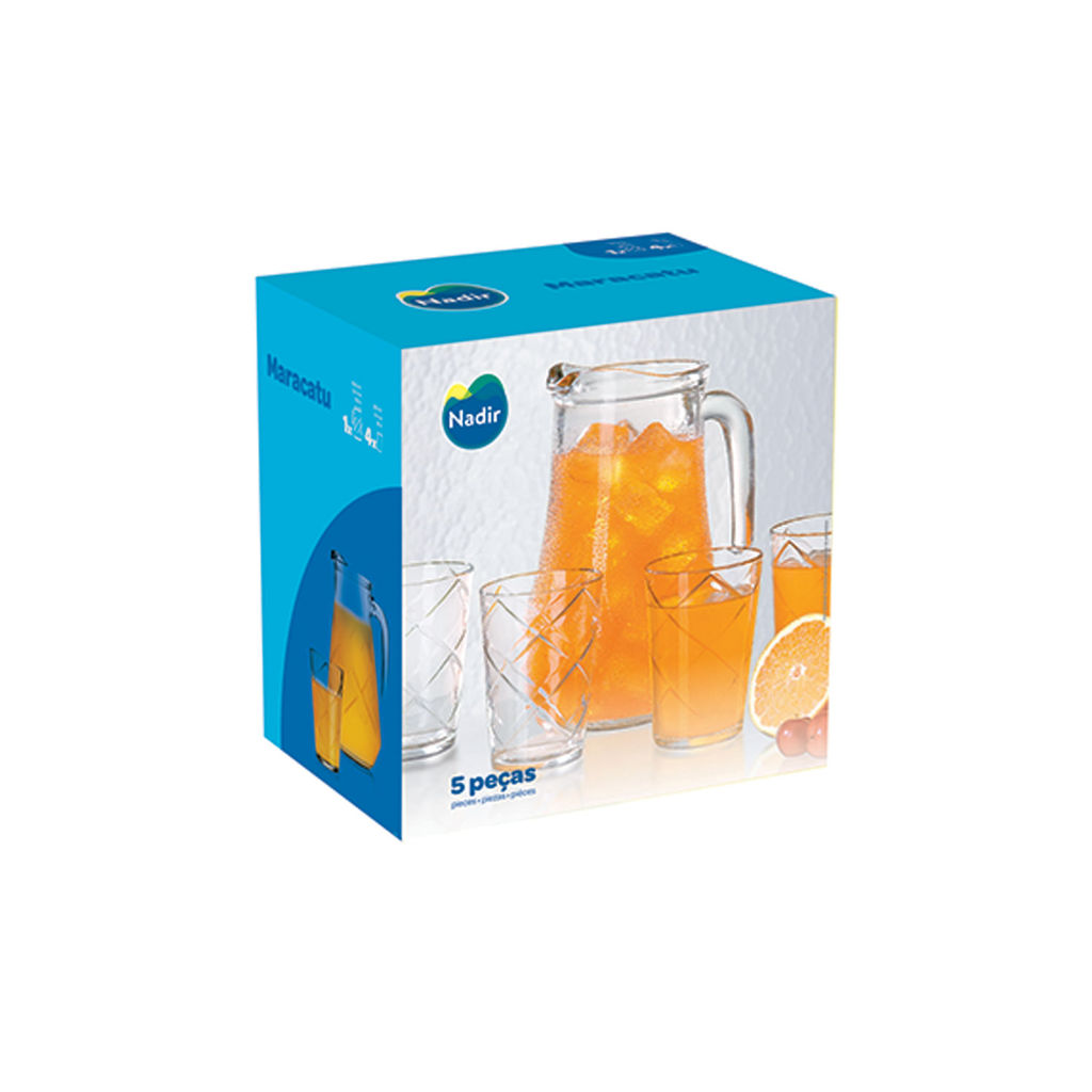 Conjunto de Jarra e Copos Nadir Maracatu com 5 Peças em Oferta na Shopee