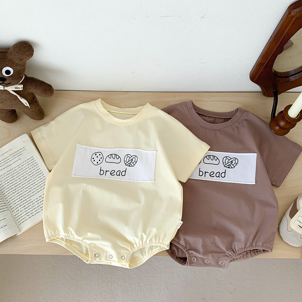 Versão coreana roupas de verão roupas de bebê fino solto triângulo macacão de manga curta roupas de bebê dos desenhos an