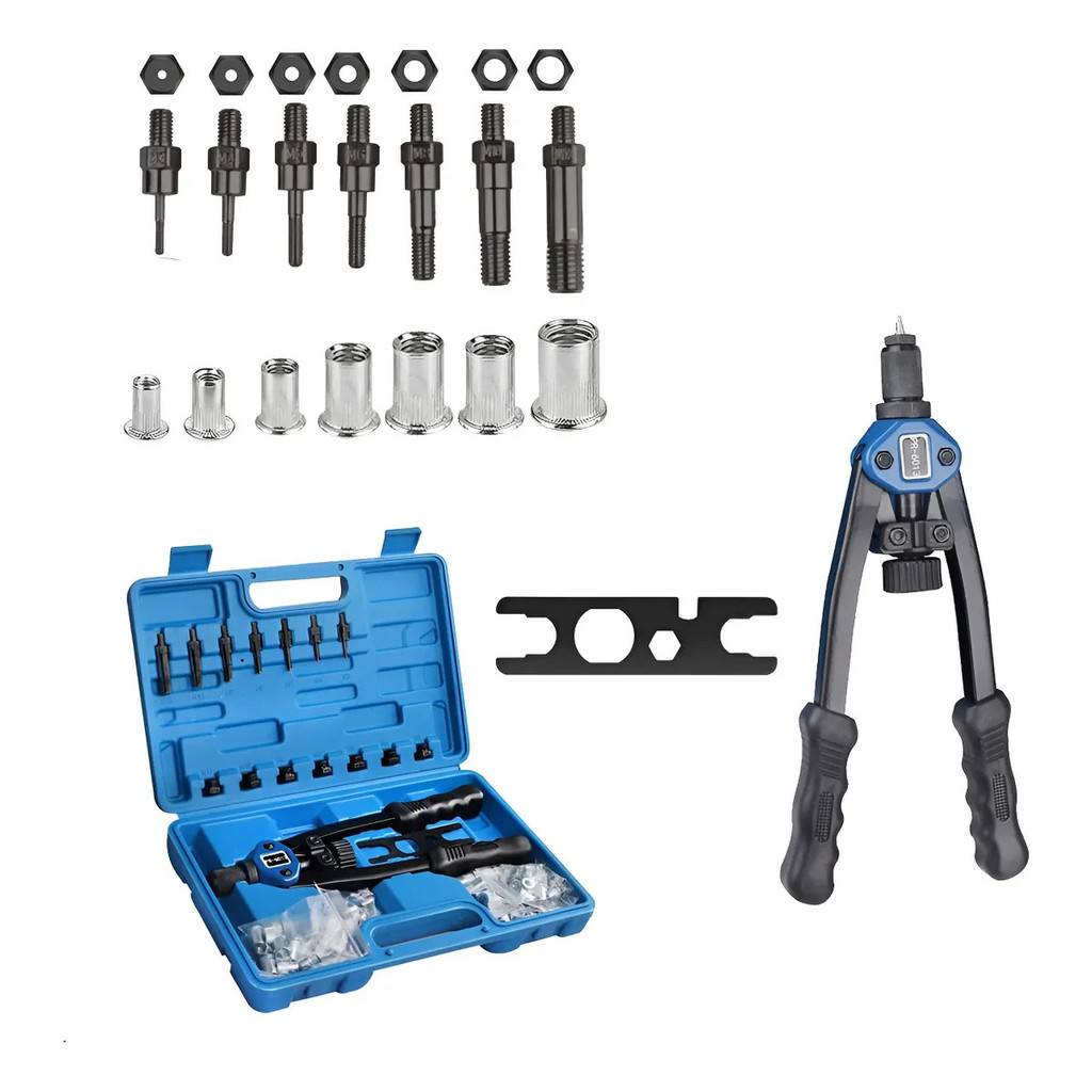 Kit 110 Peças: Rebitador e Rosqueador Manual Profissional 14 - Ferramenta de Alta Qualidade