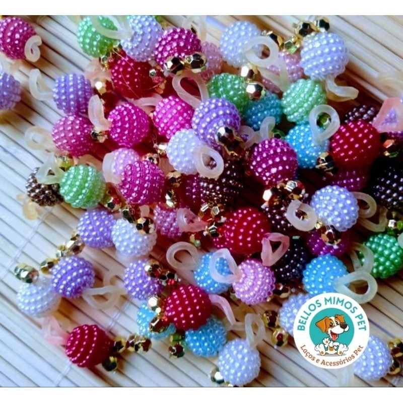 100 PÉROLAS AMORINHAS LISAS JOIA PET LACINHOS PENTEADOS  LAÇOS PET BANHO A TOSA E PET SHOP.