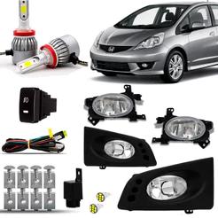 Kit Farol Milha Neblina Auxiliar Farolete Cibie Completo Honda Fit 2009 2010 2011 Super Led 6000K