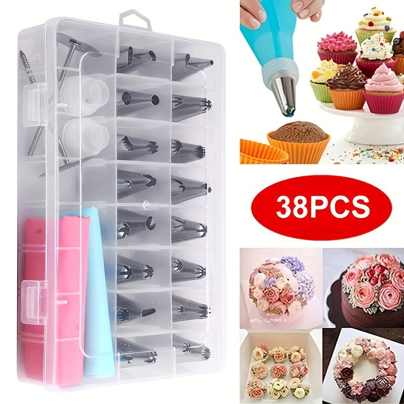 Kit 38 Peças Confeiteiro  Bicos Inox Saco Silicone Profissional Maleta Bolos Doces Pronta Entrega