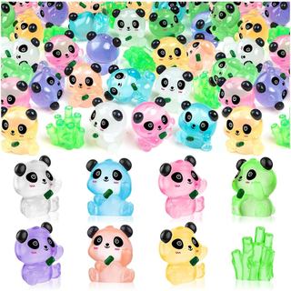18 Peças de Miniaturas de Panda de Resina Luminosas com 2 Bambus, Brilham no Escuro, Mini Panda com Bambu para Decoração