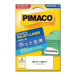 Etiqueta inkjet/laser A5Q50100 com 12 folhas Pimaco