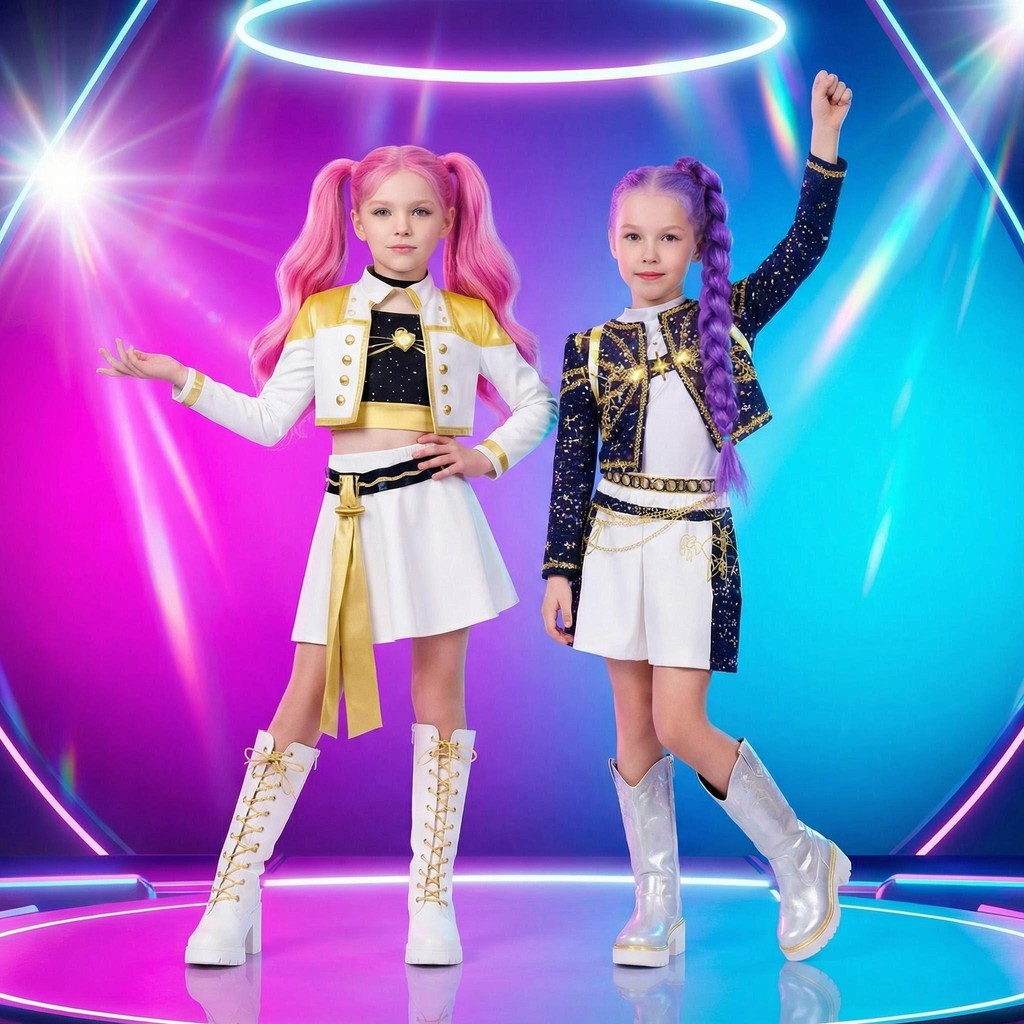 Fantasia Infantil Grupo K-POP Caça Demônios / Roupa para Apresentação e Halloween