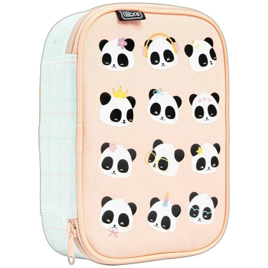 Estojo Box Lovely Friend Panda Salmão Tilibra