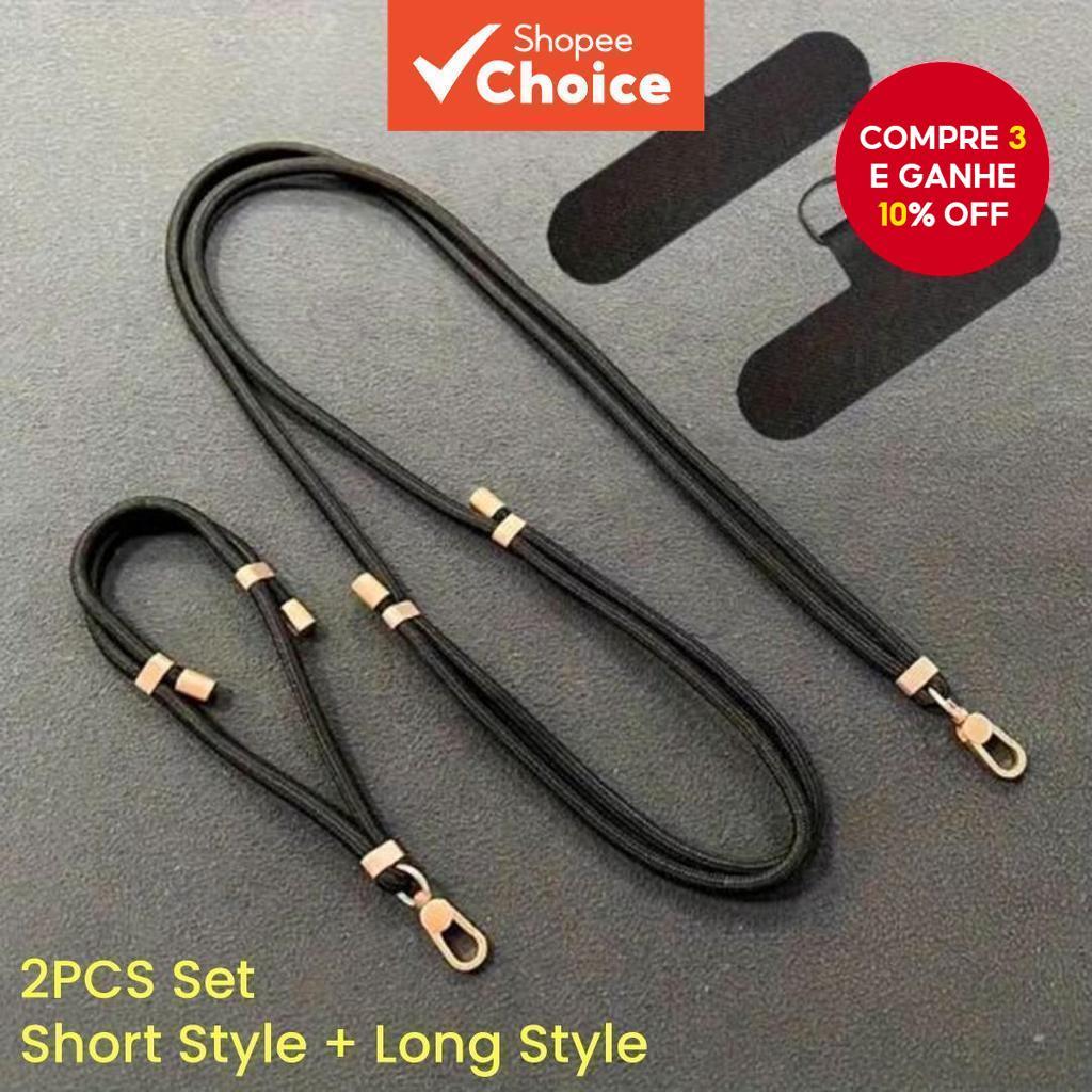 2 peças/conjunto de cordão para celular universal curto + longo, pulseira anti-perda, cordão de pescoço durável para
