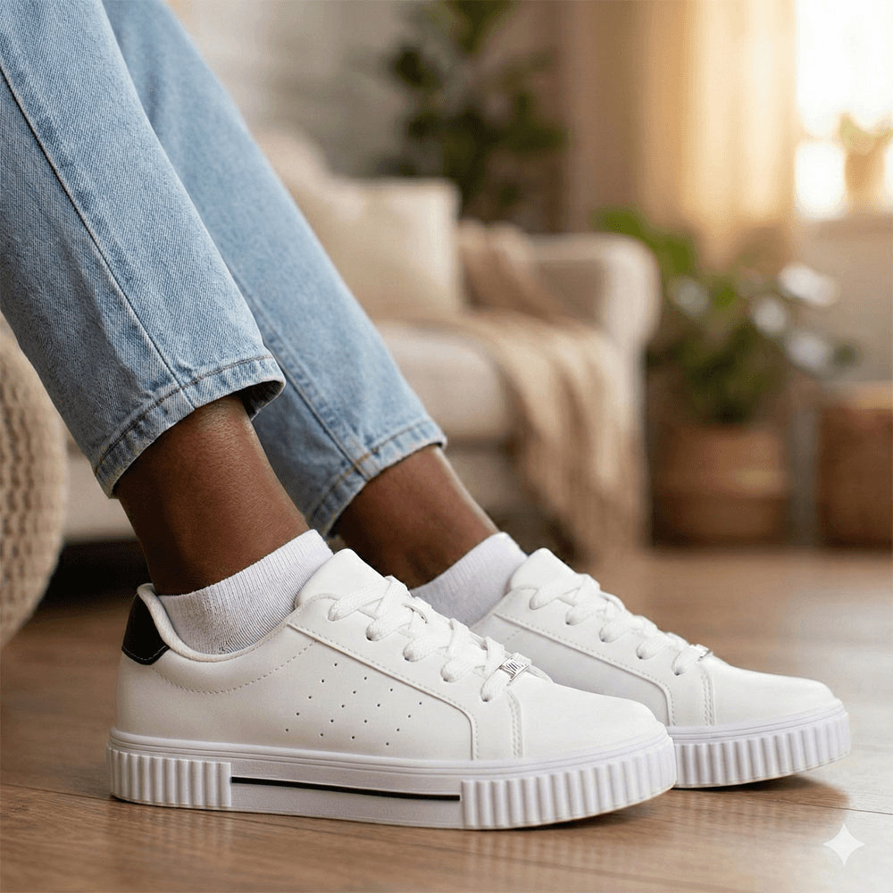 Tênis Feminino Vizzano Pelica Detalhe Metalizado Branco/Preto
