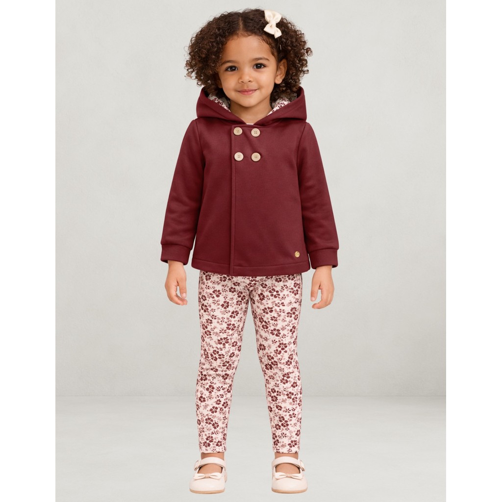 Conjunto Milon Infantil Inverno Menina Casaco Moletom Peluciado e Legging Molicotton 2001500