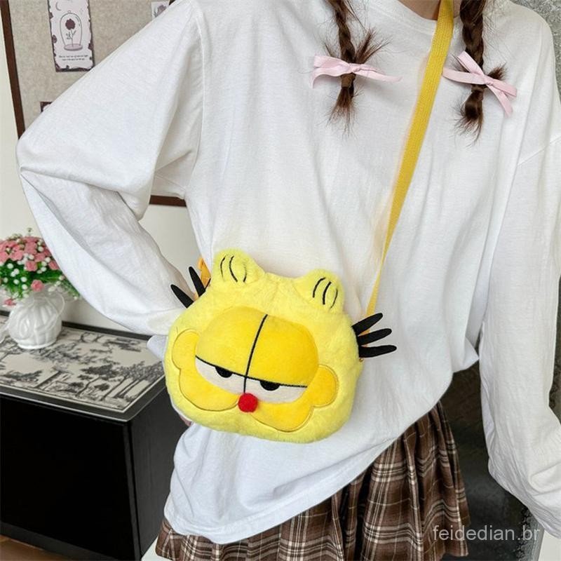[largeloohg] Cartoon Anime Plush Garfields Coin Purse Crossbody Bolsas De Ombro Fofas De Alta Capacida