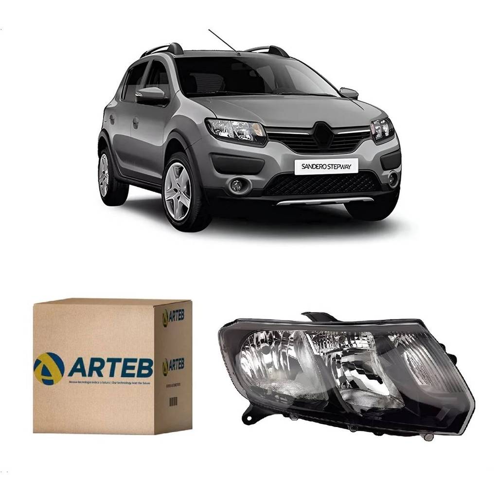 Farol Mascara Negra Sandero Stepway 2019 Arteb Lado DIREITO
