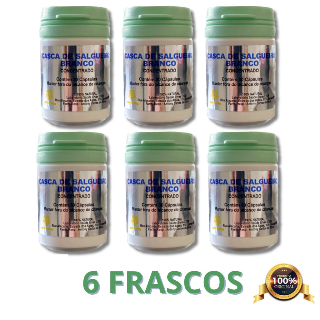 Kit 6 Uni Casca de Salgueiro Branco - Legítimo - 30 Cápsulas