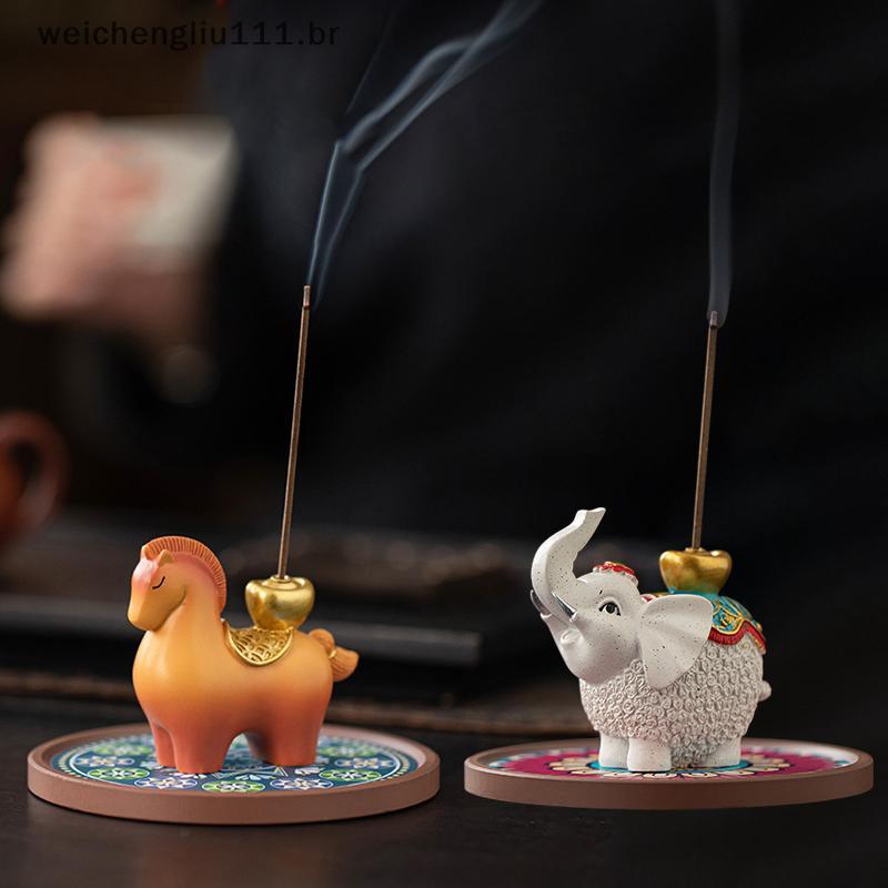 # weicheng Queimador De Incenso Em Forma De Cavalo E Elefante Sti Holder Porta-Vintage Formato De Animal Para Casa .
