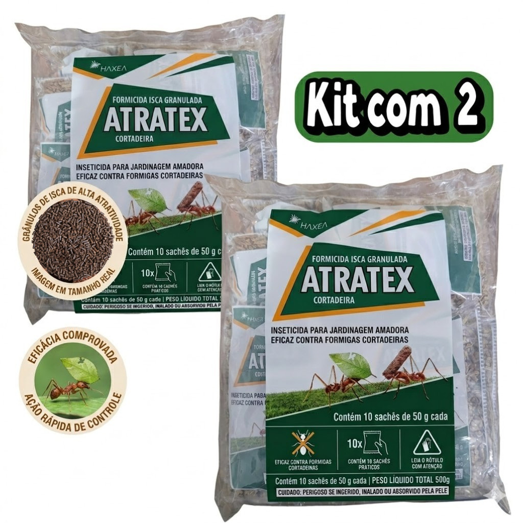 Kit 2x Isca Granulada Formiga Jardim Atratex Cortadeira 500g