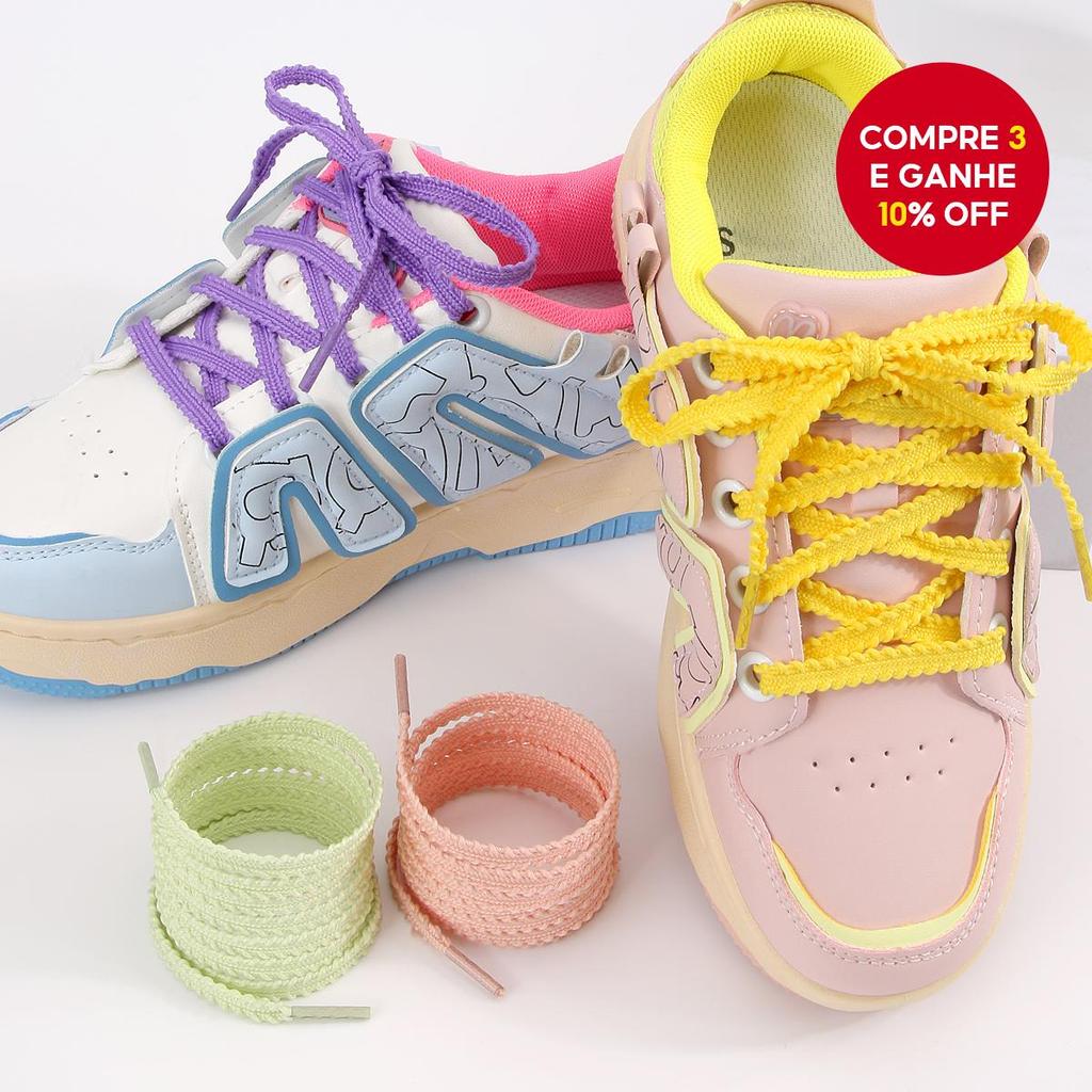 Cadarços Serrilhados Com Orelha De Trigo Colorido – Planos De 7 Mm Para Tênis Esportivos Design Unissex em Oferta na Shopee