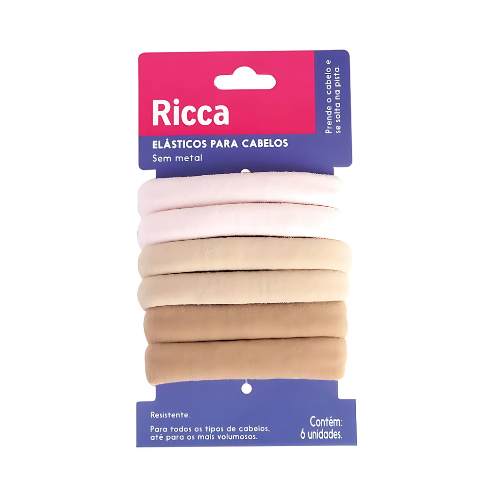 Elástico para Cabelo Ricca Grosso Blondie com 6 Unidades