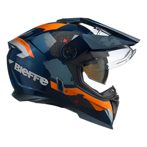 Capacete Bieffe B Trail Frontier Azul Laranja C/ Oculos Sol