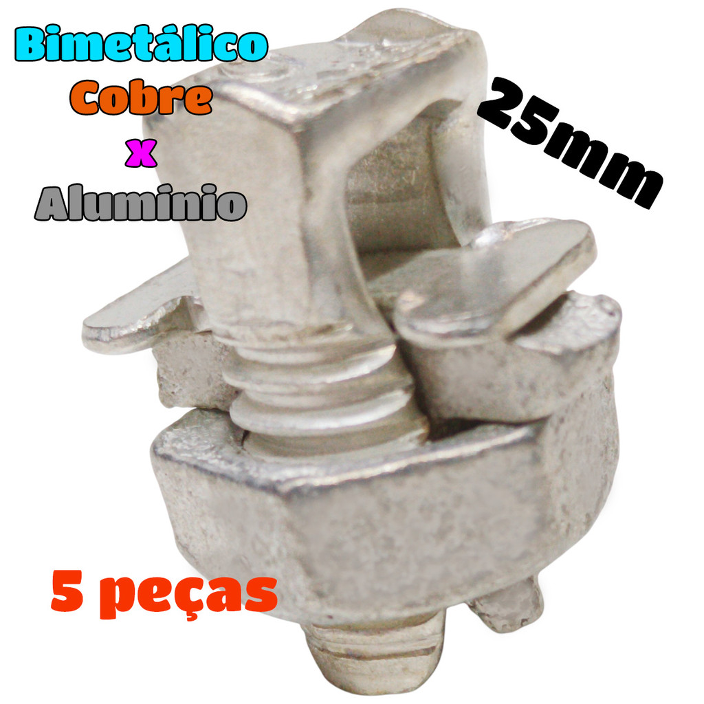 Kit 5 Conector Split Bolt Parafuso Fendido para Emenda Cabos 25mm Bimetálico Estanhado em Oferta na Shopee