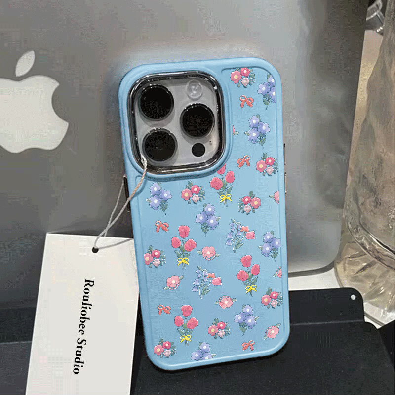 Capinha Capa de Anti queda Moldura de metal para Floral IPHONE XR XS MAX 11 12 13 14 15 16 PRO MAX 16 PLUS