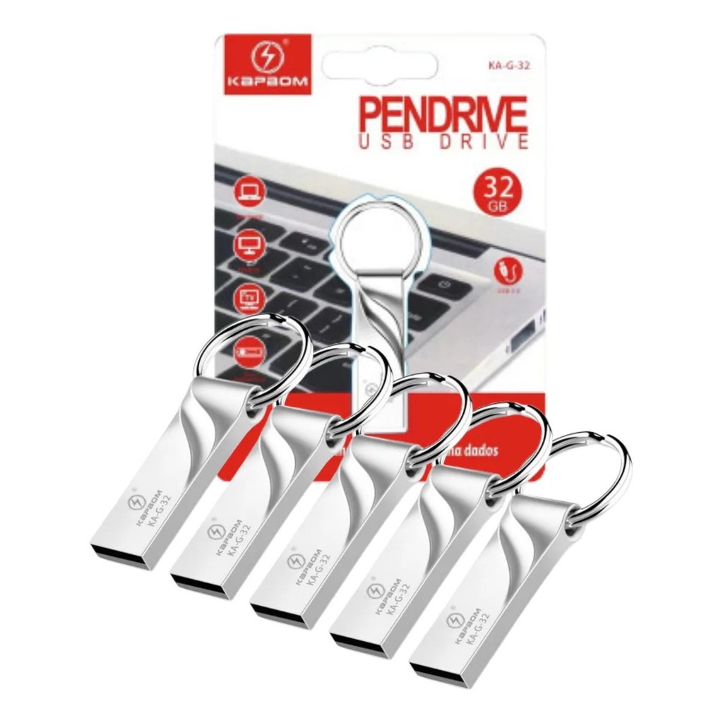 Pen drive 64GB/32GB/8GB-5PCS/10PCS Pen Drive USB Unidade Flash Drive Metálica para PC, Notebook e Smart TV pendrive orig