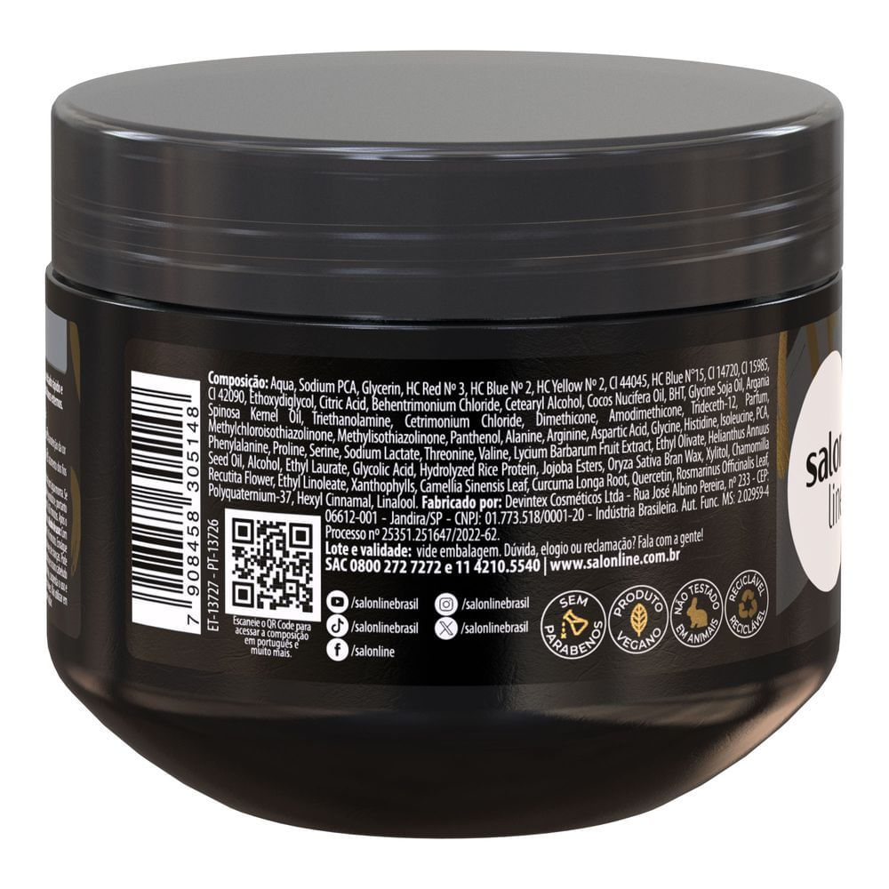 Detalhes do Máscara Capilar Salon Line Meu Liso Matizadora Preto 300g