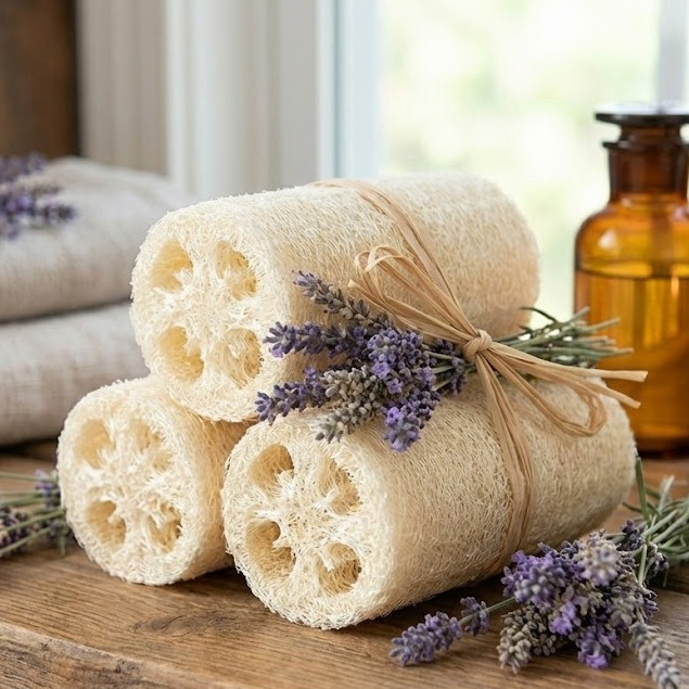 Kit 3 Buchas Vegetais Corpo Orgânica Esfoliante Banho Natural Fibra Biodegradável Limpeza Profunda