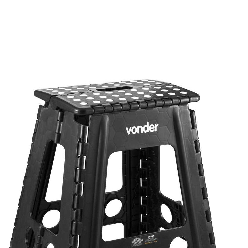 Detalhes do Banqueta plástica dobrável preta altura 450 mm VONDER