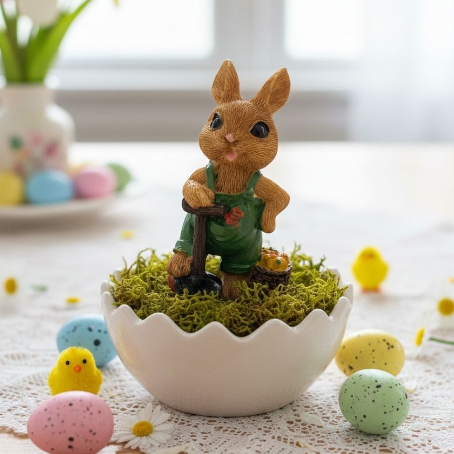Enfeite Decorativo de Páscoa em Resina - Coelhinho Menino - 9x6x4cm - 1 unidade - Rizzo em Oferta na Shopee