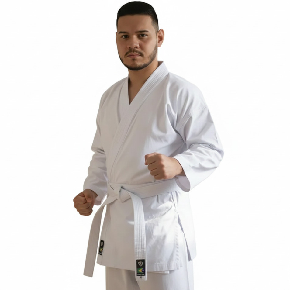 Kimono Karatê Branco Adulto com Faixa Gratis Premium