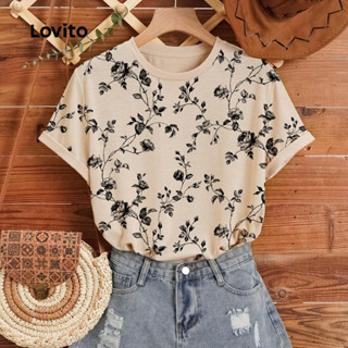 Lovito Camiseta Boho Colorblock primavera/verão camiseta preta e branca para mulheres LK3ED021 em Oferta na Shopee