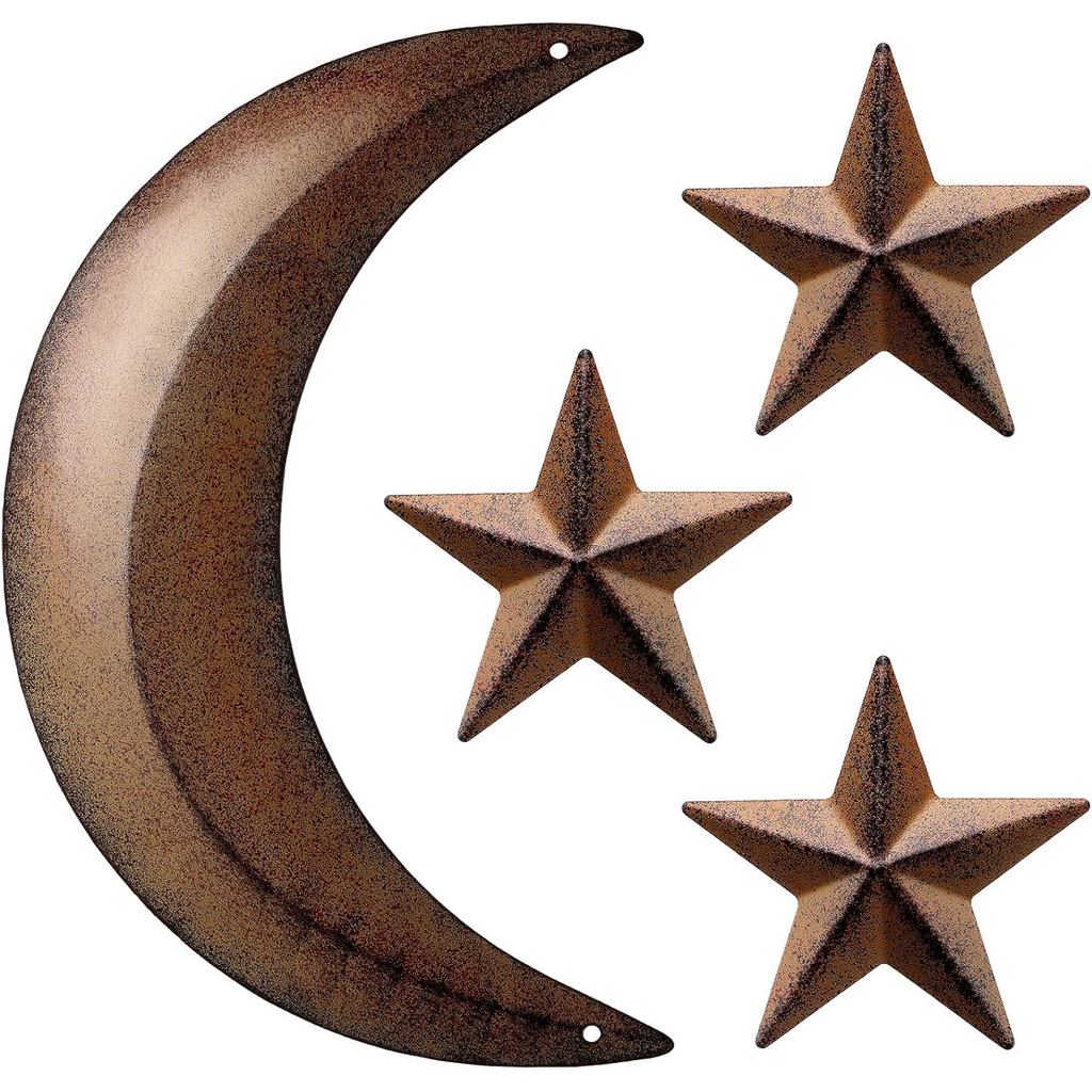 Decoração de Parede Lua de Metal, Decoração de Estrelas de Metal, Lua para Área Externa, Decoração de Parede Boho, Arte 
