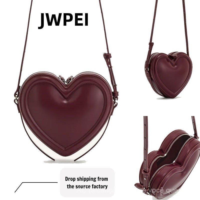 ((Ac) JWPEI Love Bag Cross-Border Novo Estilo Bolsa Mensageiro High-End Bolsa Feminina Nicho Bolsa de Ombro Couro Genuín