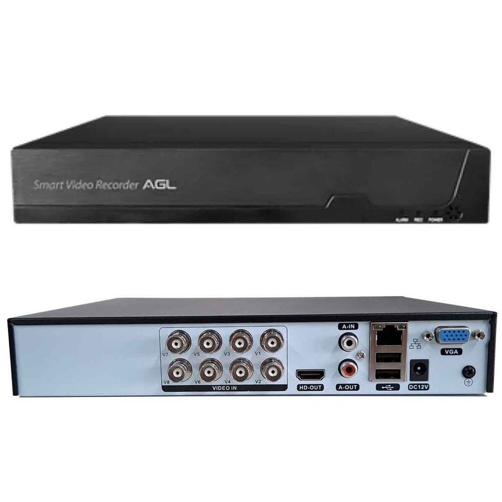 Gravador híbrido HVR 1080N AGL 1208, 8 canais, DVR para CFTV, segurança residencial e empresarial moderna