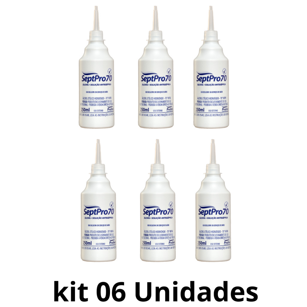 KIT 06 ALCOOL ANTISSEPTICO SEPTPRO PROLINK ALMOTOLIA 250 ML