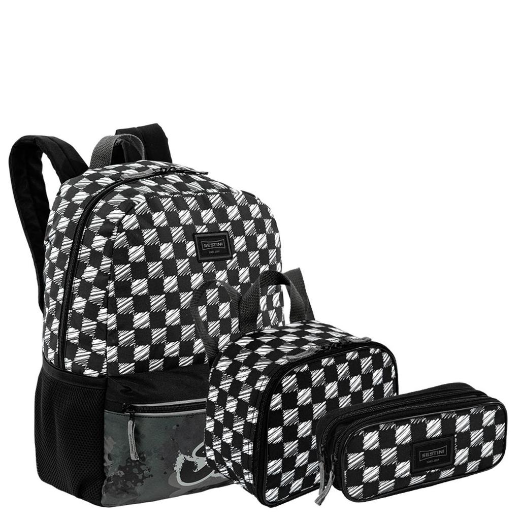 Kit Mochila Grande mais Lancheira Pequena e Estojo 2 Compartimentos Sestini M Plus Skate - Colorido em Oferta na Shopee