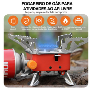 Fogareiro a Gás Portátil Dobrável com Ignição Automática Camping Viagem em Oferta na Shopee